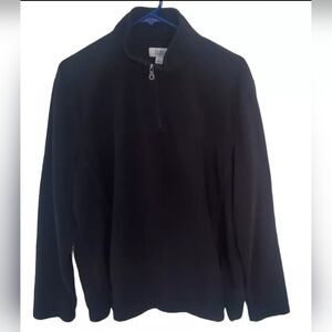 Croft & Barrow Mens Fleece Jacket Large Black 1/4 Zip Pullover Soft LS Mock Nec